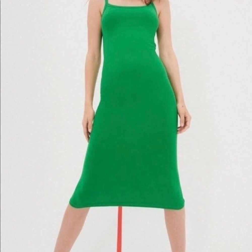 Zara fitted green midi dress NWT